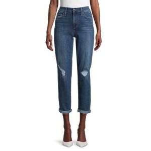 Joes Jeans Womens Size 31 Blue Straight Leg High Rise Niki Boyfriend Distressed